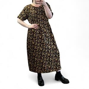 Vintage Floral Smocked Midi Dress | 100% Cotton